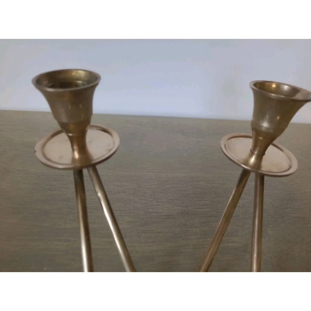 Vintage MCM Brass 8 Arm Cup Round Candelabra Circular Candle Holder 14